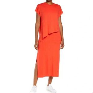 Sweaty Betty Mellow Midi Dress Pentas Red Color, size Small
